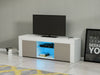 Modern TV Unit Stand Cabinet Grey High Gloss Doors & White Matt Body LED Lights