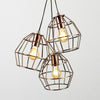 Industrial Copper 3 Way Ceiling Light Fitting Kitchen Island Lamp + LED Bulbs