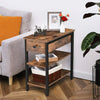 61cm Nightstand 3-Tier Storage Narrow Sofa Table Open Shelf Wooden End Table