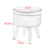 Ottoman Footstool with Storage Round Footrest Seat Stool Home Velvet Wooden Legs