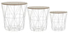 COFFEE SIDE TABLE METAL WIRE REMOVABLE WOOD TOP FOLDABLE ROUND STORAGE BASKET