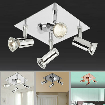 Adjustable Modern 4 Way Square Kitchen LED Ceiling Spot Lights Spotlight Fitting