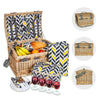 LIVIVO 4 PERSON TRADITIONAL PICNIC WICKER HAMPER WILLOW BASKET w COOLER BAG