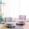 Home Small Sofa Chair Linen Fabric Padded Footstool With Black Wood Leg