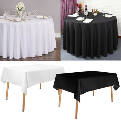Wedding Polyester Tablecloth Covers Xmas Party Dining White Black Table Cloths