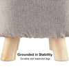 Luxury Padded Wooden Footstool Square Stool Wooden 4 Legs Living Room Bedroom UK