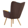 Fabric Armchair Sofa Buttoned High Back Upholstered with Foot Stool Accent Chair