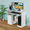 Wooden Computer Desk Laptop PC Table Shelves White Small Corner Workstation