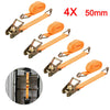 4pcs Heavy Duty Ratchet Tie Down Straps 50mm 6M Lashing Cargo Luggage 2 tons