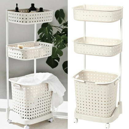 Tidy Laundry Washing Clothes Basket Bin Storage Rack Shelf Home Bathroom Hamper