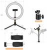 10" LED Ring Light with Stand for Youtube Tiktok Makeup Video Phone Selfie + USB