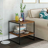 2-Tier Sofa Side End Table Stackable Bedside Table with Metal Frame for Bedroom