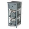 Shabby Chic Bedside Unit Tables Drawers Cabinet + Wicker Storage Wooden Bedroom