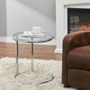 Round Coffee Table Tempered Glass Top Metal Legs Sofa Side End Table Lamp Stand