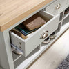 Grey Oak 3 Drawer Shoe Cabinet Hallway Storage With 6 Open Storage Cubes Avon