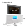 High Gloss White TV Stand Unit Cabinet Stand Doors LED Light Sideboard Cupboard