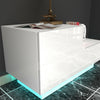 High Gloss Front Bedside Table Cabinet Nightstand White 2 Drawer RGB LED