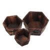 3PCS S/M/L Wooden Plant Planter Hexagon Flower Pot Rustic Style Garden Barrel