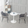 2PCS Modern Grey Velvet Fabric Upholstered Dining Chairs Armchairs Metal Legs