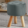 Luxury Padded Wooden Footstool Ottoman Square/Round Pouffe Stool Wood 4 Legs UK