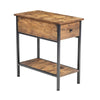 Narrow 2-Tier Side End Table with Drawer Open Shelf Wood Desk Storage Nightstand
