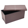 Folding Foldable Ottoman Storage Box Toys Box Leather Bench Seat with Line Brown