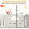 14 Panels Foldable Baby Playpen with Activity Panel & Basketball Hoop Grey HT