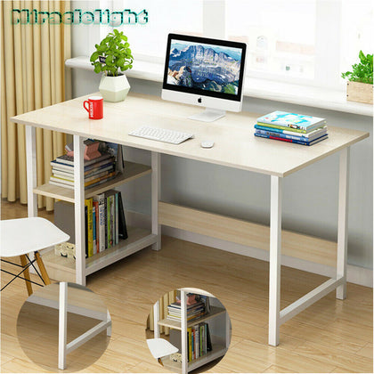 Computer Desk Home Office Student Working Study Writing Table with Book Shelf UK