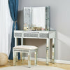 Bedroom 1/2 Drawers Mirrored Glass Dressing Table Cushioned Stool Mirror Set UK