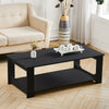 Wooden Coffee Table 2 Tier Living Room Table With Storage Shelf Modern Furniture