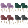 2 Velvet Leisure Dining Chairs Padded Bucket Seat Tub Armchair w/Gold Metal Legs