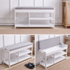 3 Tier Wooden Hallway Shoe Rack Storage Bench Bed End Stool Fabric Padded Seat