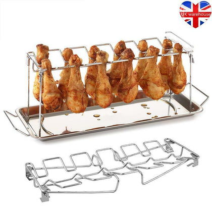 Stainless Steel Chicken Leg Drumstick Grill Stand Holder BBQ Non-stick UK