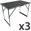 Set of 3 Folding Trestle Tables Portable Aluminium Height Adjustable 100cm/3' 4"