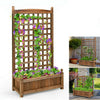 Wooden Garden Planter With Trellis Patio Terrace Flower Climbing Raised Bed Pot