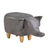 Grey Elephant Animal Footstool Faux Leather Ottoman Wood Legs Kids Adults Gift