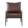Single Sofa Armchair Faux Leather Back Seat Metal Frame Oak Armrest Accent Chair