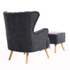 Scallop Back Velvet Armchair Occasional Accent Chair Soft Seat Sofa w/ Footstool