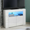 Corner TV Unit Stand Cabinet White Gloss &Matt Led Lights UK