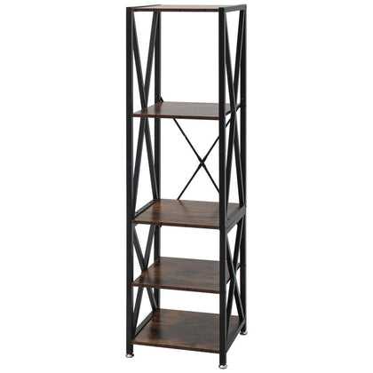 Rustic Vintage Industrial Bookcase Storage Cabinet Tall Shelf Metal Display Unit