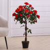 90cm Artificial Red Rose Flower Tree Potted Fake Plant Indoor Outdoor Home Decor