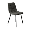Set of 2 Dining Chairs Faux Leather Cushion Metal Legs Kitchen Deep Grey Modern