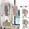 Clothes Double Rail Rack Garment Hanging Organizer Coat Storage Shelf Heavy Duty