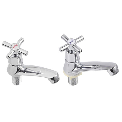 Basin Sink Tap Traditional Bath Twin Mixer Hot &Cold Cross Lever Wash Basin Tap