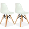 2x Eiffel Kids Children Chairs White/Pink/Blue Plastic Seat with Wooden Legs
