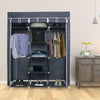 Grey Large Canvas Fabric Wardrobe with Hanging Rail Shelving Clothes 2 Styles