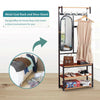 180cm Hat & Coat Stand Wooden Bench Clothes Shoe Rack Hanger Shelf With Mirror