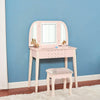 Dressing Table Makeup Desk w/LED Light Mirror & 4 Drawer,Stool Bedroom Pink UK