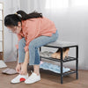 Metal Shoe Rack Bench Shoe Storage Cabinet Organizer Stand Grey Seat Cushion
