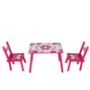 Pink 2 Chairs Flowers Kids Childrens Wooden Garden or Inside Table Set